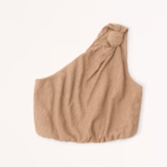 A&F Crinkle Textured One-Shoulder crop Set Top Brown Matching Set Piece Size XL - Picture 1 of 12